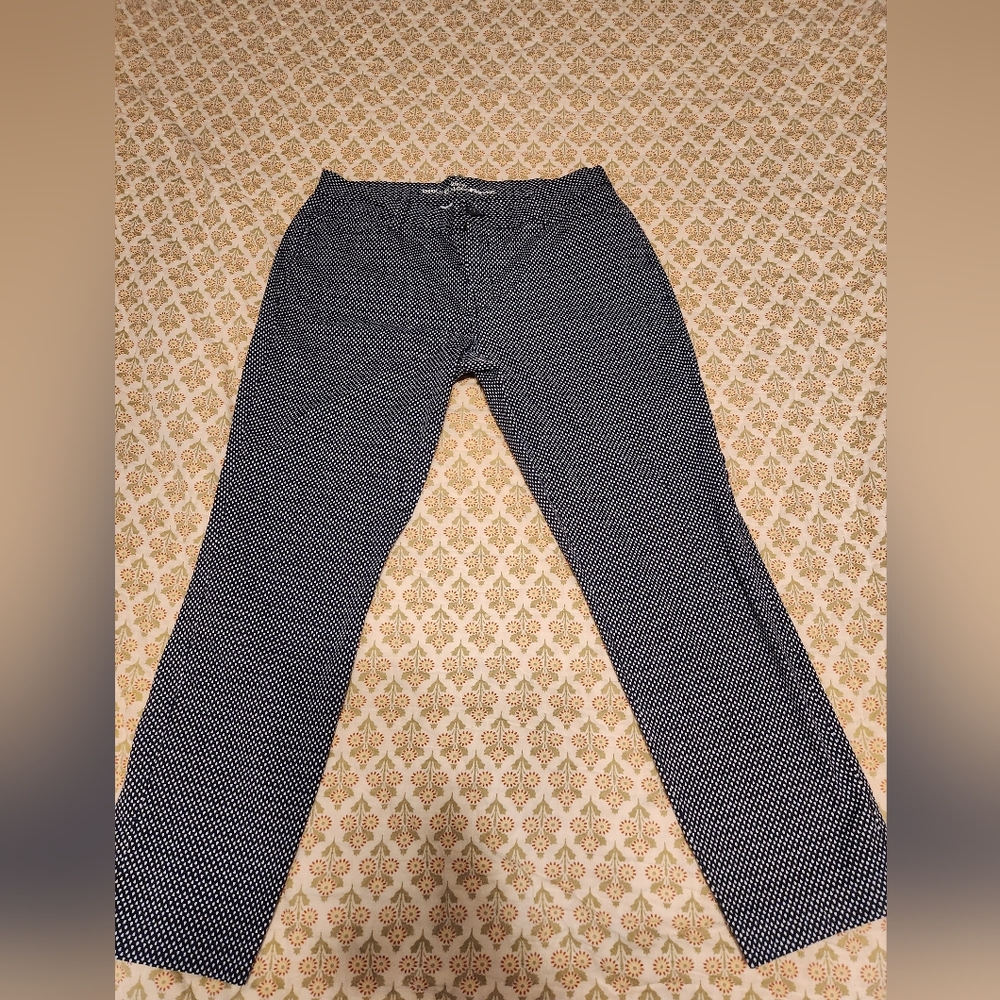 Women's Blue and white rain drop pattern Khakis by Gap "slim city"